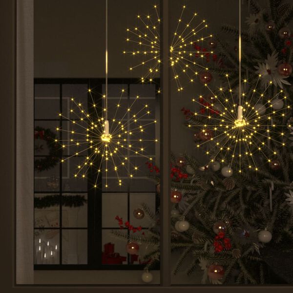 vidaXL Ilumina&ccedil;&atilde;o fogo de artif&iacute;cio 10pcs 1400 LEDs 20cm branco quente