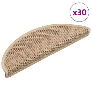 vidaXL Tapetes escada adesivos aspeto sisal 30 pcs 56x17x3cm cor areia