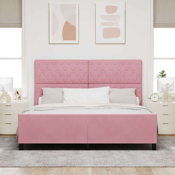 vidaXL Cama Box com cabeceira Rosa 180 x 200 cm Veludo