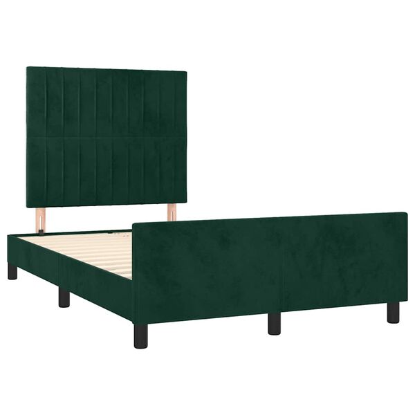 vidaXL Estrutura de cama sem colch&atilde;o 120x200 cm veludo verde-escuro