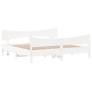 vidaXL Cama sem colch&atilde;o 200x200 cm madeira de pinho maci&ccedil;a branco
