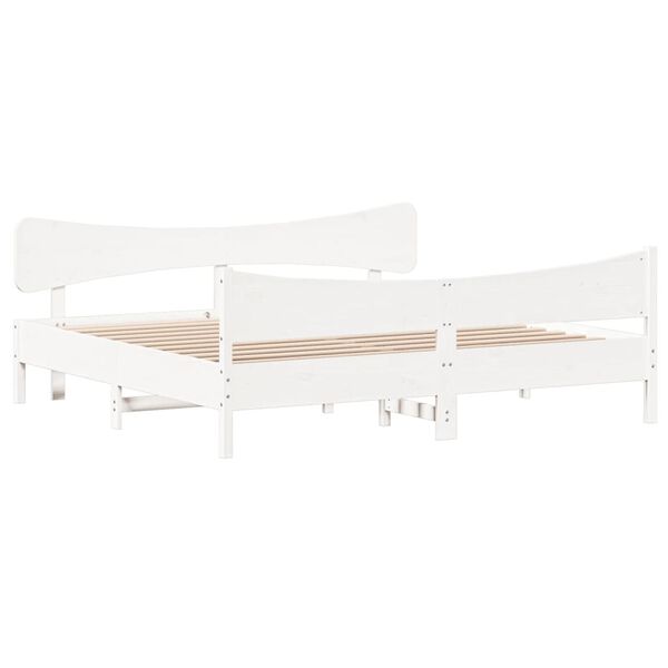 vidaXL Cama sem colch&atilde;o 200x200 cm madeira de pinho maci&ccedil;a branco