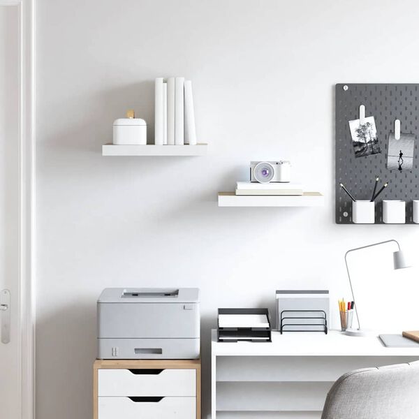 vidaXL Prateleiras de parede 2 pcs 50x23x3,8 cm MDF carvalho e branco