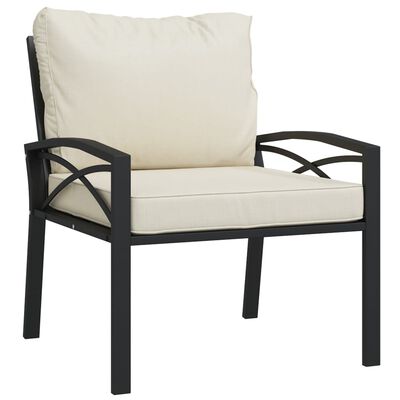 vidaXL Cadeira de jardim com almofadões cor areia 68x76x79 cm aço
