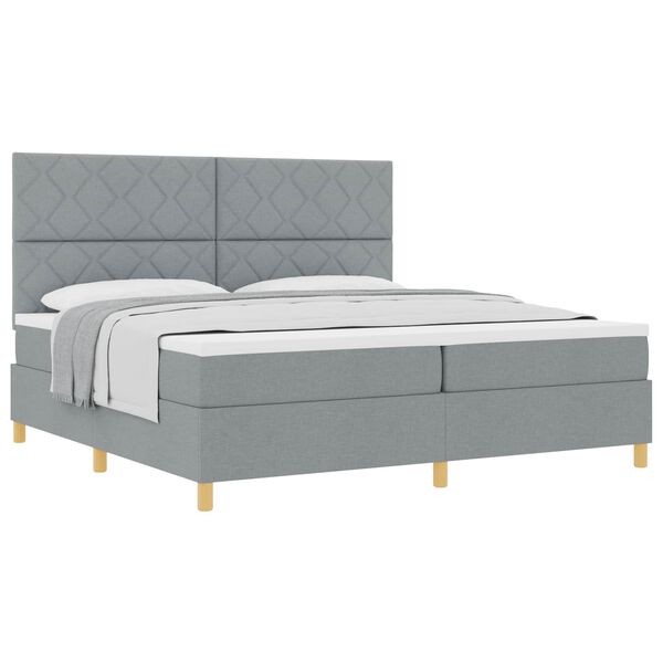 vidaXL Cama Box com colch&atilde;o Cinzento-claro 200 x 200 cm tecido