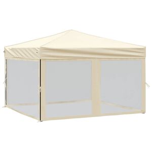 vidaXL Tenda para festas dobr&aacute;vel com paredes laterais 3x3 m creme