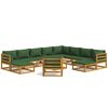 vidaXL 12 pcs conj. lounge jardim madeira c/almofad&otilde;es verdes