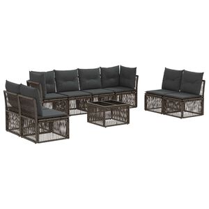 vidaXL Conjunto de Sof&aacute; de Jardim 9 pcs Cinzento vime PE