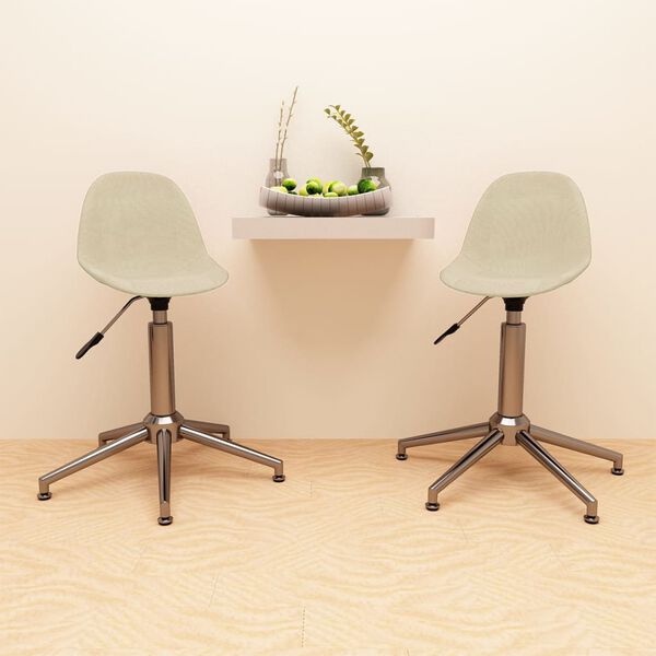 vidaXL Cadeiras de jantar girat&oacute;rias 2 pcs tecido cor creme