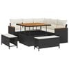 vidaXL Conjunto de Sof&aacute; de Jardim 8 pcs Preto vime PE