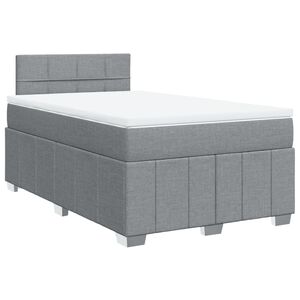 vidaXL Cama boxspring com colch&atilde;o 120x190 cm tecido cinzento-claro