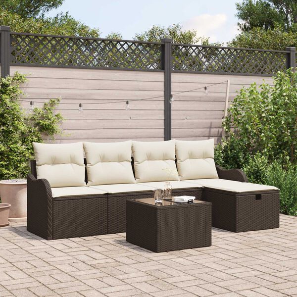 vidaXL Conjunto de Sofá de Jardim 6 pcs Castanho Rattan Sintético