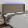 vidaXL Cabeceira cama c/ LED tecido 203x16x118/128cm cinza-acastanhado