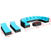 vidaXL 13 pcs conjunto lounge jardim c/ almofad&otilde;es vime PE azul