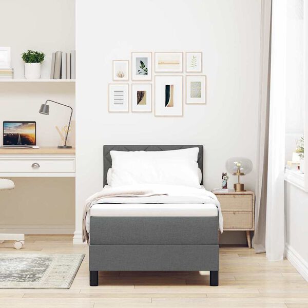 vidaXL Cama Box com colch&atilde;o Cinzento escuro 80 x 200 cm tecido