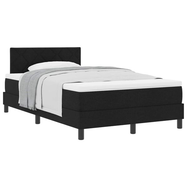 vidaXL Cama Box com colch&atilde;o com cabeceira Preto 120 x 200 cm tecido