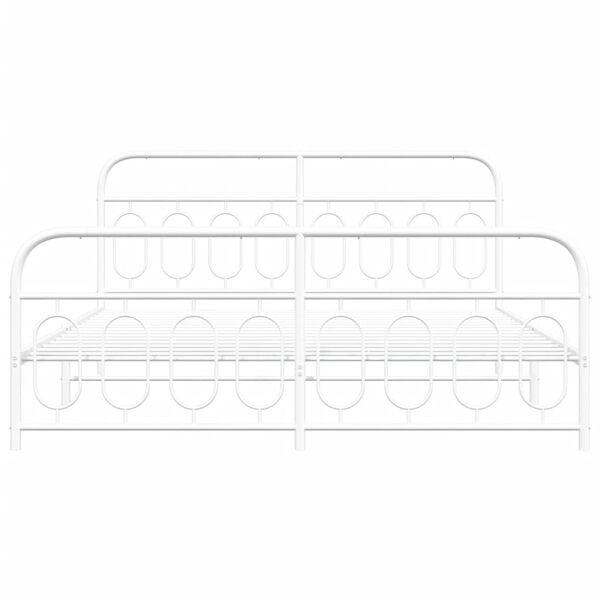 vidaXL Estrutura de cama com cabeceira e p&eacute;s 183x213 cm metal branco