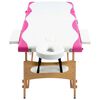 vidaXL Mesa de massagens dobr&aacute;vel 3 zonas madeira branco e rosa