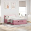 vidaXL Estrutura de cama otomana com colch&atilde;o 140x190 cm veludo rosa
