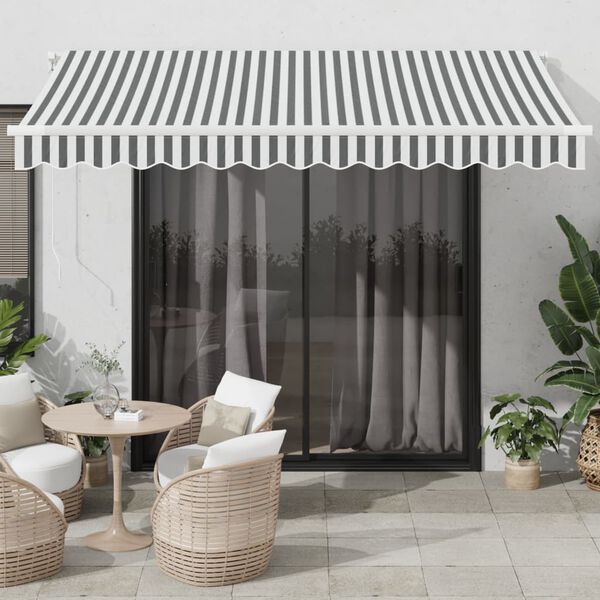 vidaXL Toldo retr&aacute;til autom&aacute;tico com LED 350x250 cm antracite/branco