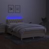 vidaXL Cama box spring c/ colch&atilde;o e LED 120x190 cm tecido cor creme