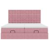 vidaXL Estrutura de cama otomana com colch&otilde;es 160x200 cm veludo rosa