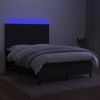 vidaXL Cama box spring c/ colch&atilde;o e LED 140x190 cm tecido preto