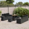 vidaXL Conjunto de Sof&aacute; de Jardim 9 pcs Preto Rattan Sint&eacute;tico