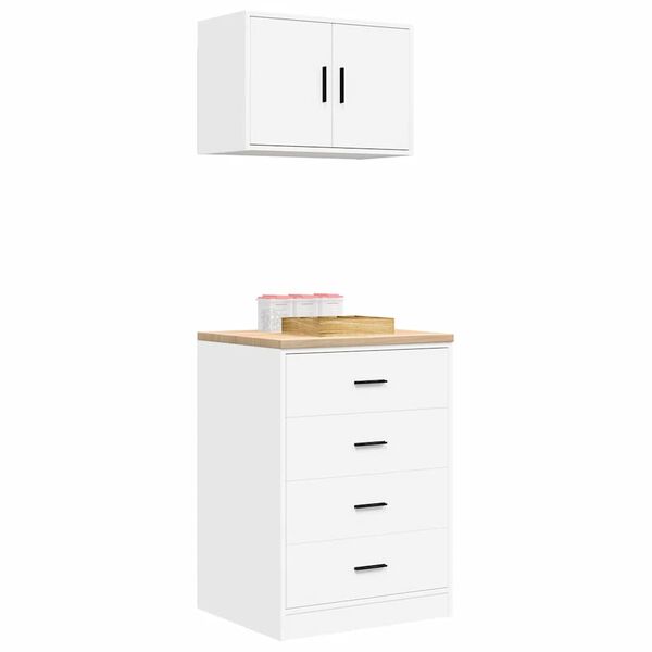 vidaXL Armários de garagem 2 pcs derivados de madeira branco