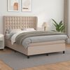 vidaXL Cama com molas/colch&atilde;o 140x190 cm couro artificial cappuccino