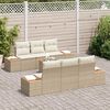 vidaXL Conjunto de Sof&aacute; de Jardim 7 pcs Bege Rattan Sint&eacute;tico