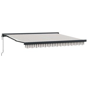 vidaXL Toldo retr&aacute;til Cinza Claro e Branco 300 x 250 cm Tecido e Metal