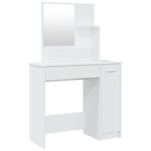 vidaXL Toucador com espelho 86,5x35x136 cm branco brilhante