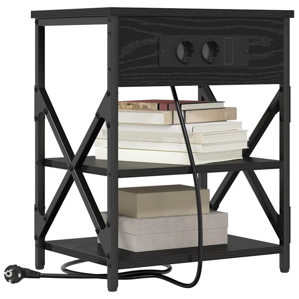 vidaXL Arm&aacute;rio de Cabeceira Carvalho Preto 41 x 31 x 51 cm