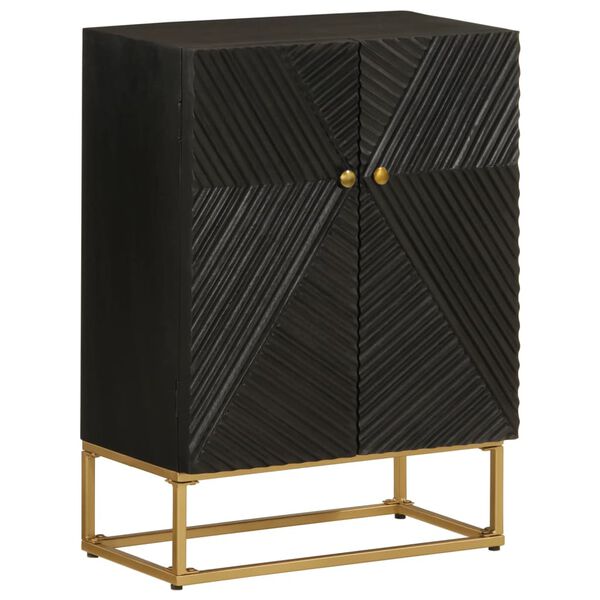 vidaXL Aparador 55x30x76 cm madeira de mangueira maci&ccedil;a e ferro preto