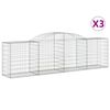 vidaXL Cestos gabi&atilde;o arqueados 3 pcs 300x50x80/100cm ferro galvanizado
