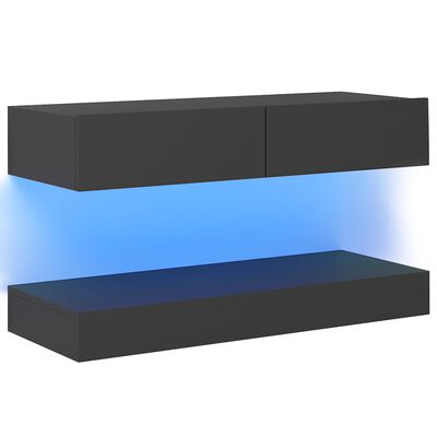 vidaXL Móvel de TV com luzes LED 90x35 cm cinzento