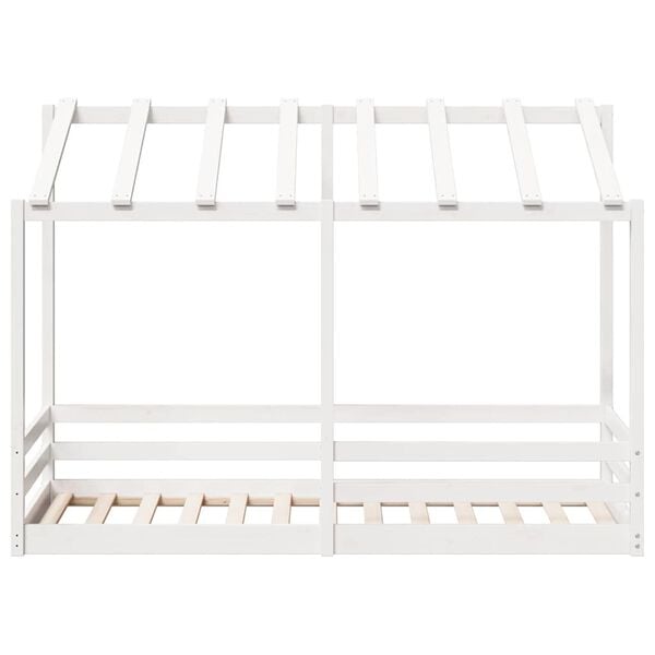 vidaXL Cama infantil com telhado 90x190 cm pinho maci&ccedil;o branco