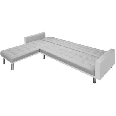 vidaXL Sofá-cama tecido com chaise longue 218x155x69cm branco cinzento