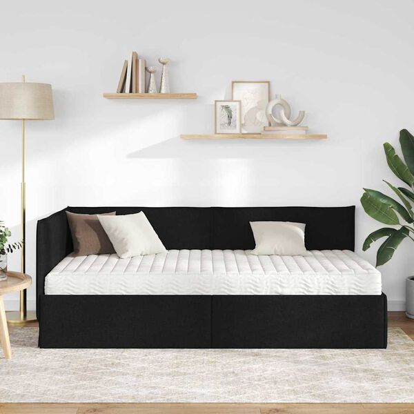 vidaXL Estrutura de Cama de Canto com Colch&atilde;o 2 pcs Verde Veludo