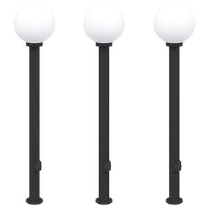 vidaXL Lumin&aacute;rias de poste com tomada, 3 pe&ccedil;as, 120 cm, pretas, IP44