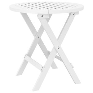 vidaXL Mesa de jardim dobr&aacute;vel &Oslash; 46 cm madeira de ac&aacute;cia maci&ccedil;a branco