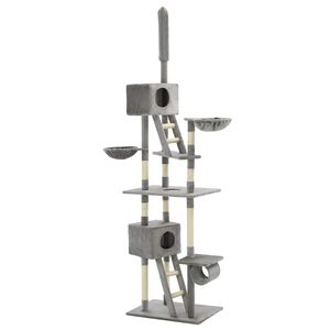 vidaXL &Aacute;rvore p/ gatos c/ postes arranhadores sisal 230-260cm cinzento