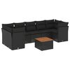 vidaXL 8 pcs conjunto sof&aacute;s de jardim com almofad&otilde;es vime PE preto