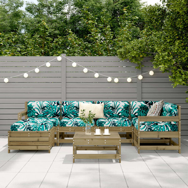 vidaXL 7 pcs conjunto sof&aacute;s jardim madeira de pinho impregnada