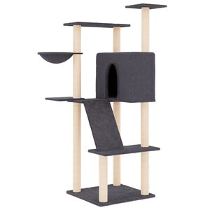 vidaXL &Aacute;rvore p/ gatos c/ postes arranhadores sisal 143cm cinza-escuro