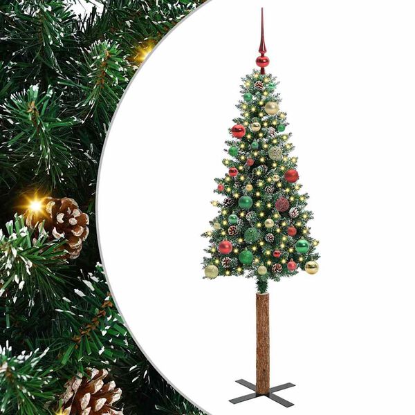 vidaXL &Aacute;rvore de Natal Slim com 150 LEDs com suporte Verde 150 cm