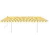 vidaXL Toldo retr&aacute;til manual com postes 5x3,5 m amarelo e branco
