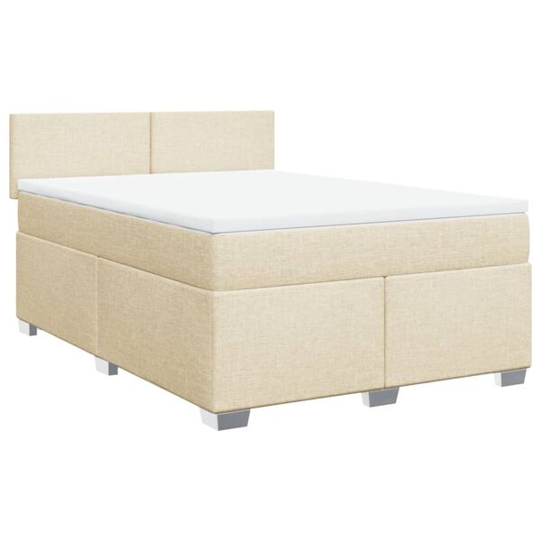vidaXL Cama com molas/colch&atilde;o 140x200 cm tecido cor creme
