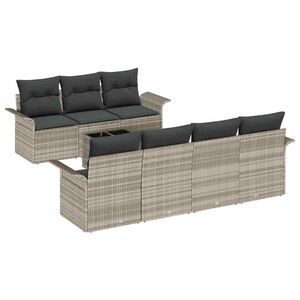 vidaXL Conjunto de Sof&aacute; de Jardim 8 pcs Cinza Claro e Cinza Escuro